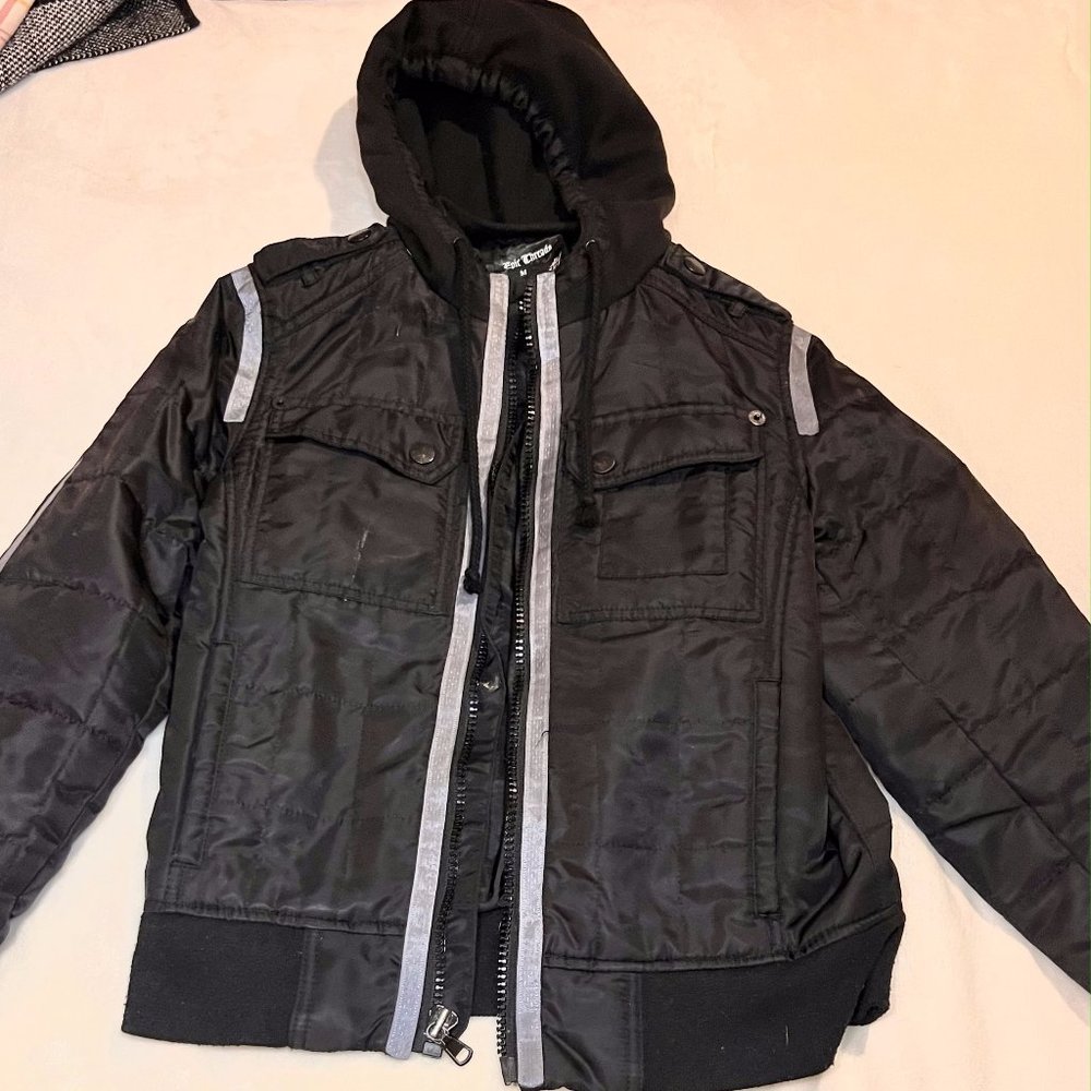 Black Faux Leather Zip-up Jacket